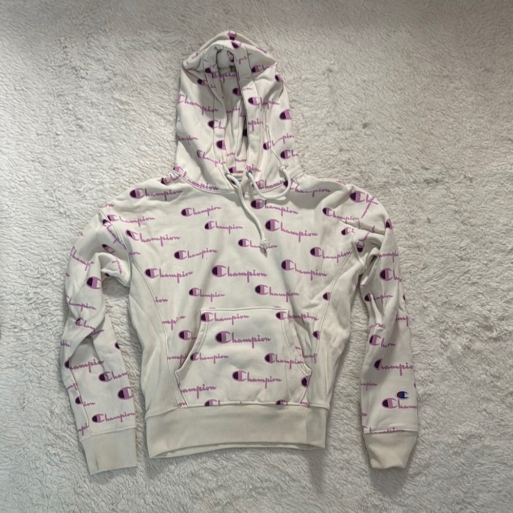 Champion White and Purple Hoodie